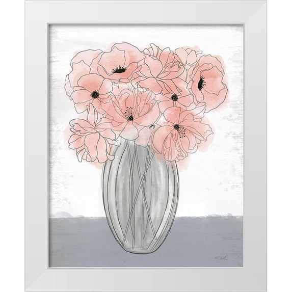 Sherrill, Kate 15x18 White Modern Wood Framed Museum Art Print Titled - Poppies in Vase