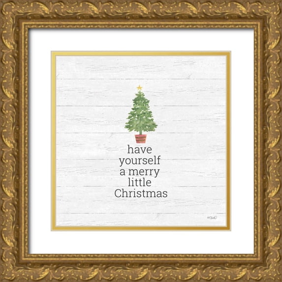 Sherrill, Kate 26x26 Gold Ornate Wood Framed with Double Matting Museum Art Print Titled - Have Yourself A Merry Little Christmas