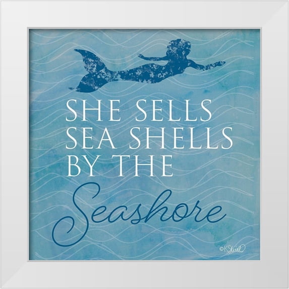 Sherrill, Kate 26x26 White Modern Wood Framed Museum Art Print Titled - She Sells Seashells