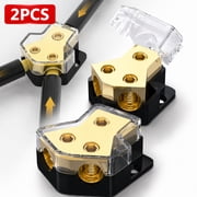 Sherry 2-Way Power Distribution Block for Car Audio - 0/2/4 Gauge Input to 4/6/8 Gauge Output with Transparent Waterproof Cover Distribuidor de Corriente
