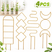 Sherry 4 Pack Indoor Climbing Plant Trellis, Small Trellis for Potted Plants Outdoor, Metal Garden Trellis Plant Support Trellis with Different Patterns for Vine Ivy Flower Golden