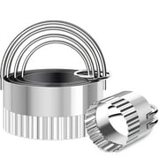 Sherry 5 Piece Round Biscuit Cutters with Handle, Stainless Steel Circle Cookie Cutter with Fluted Edge, Professional Baking Essential Tool for Pastry,Scone,Donut