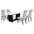 thumbnail image 1 of Sherry 5-piece Rectangular Marble Top Dining Table Set Sand, 1 of 13
