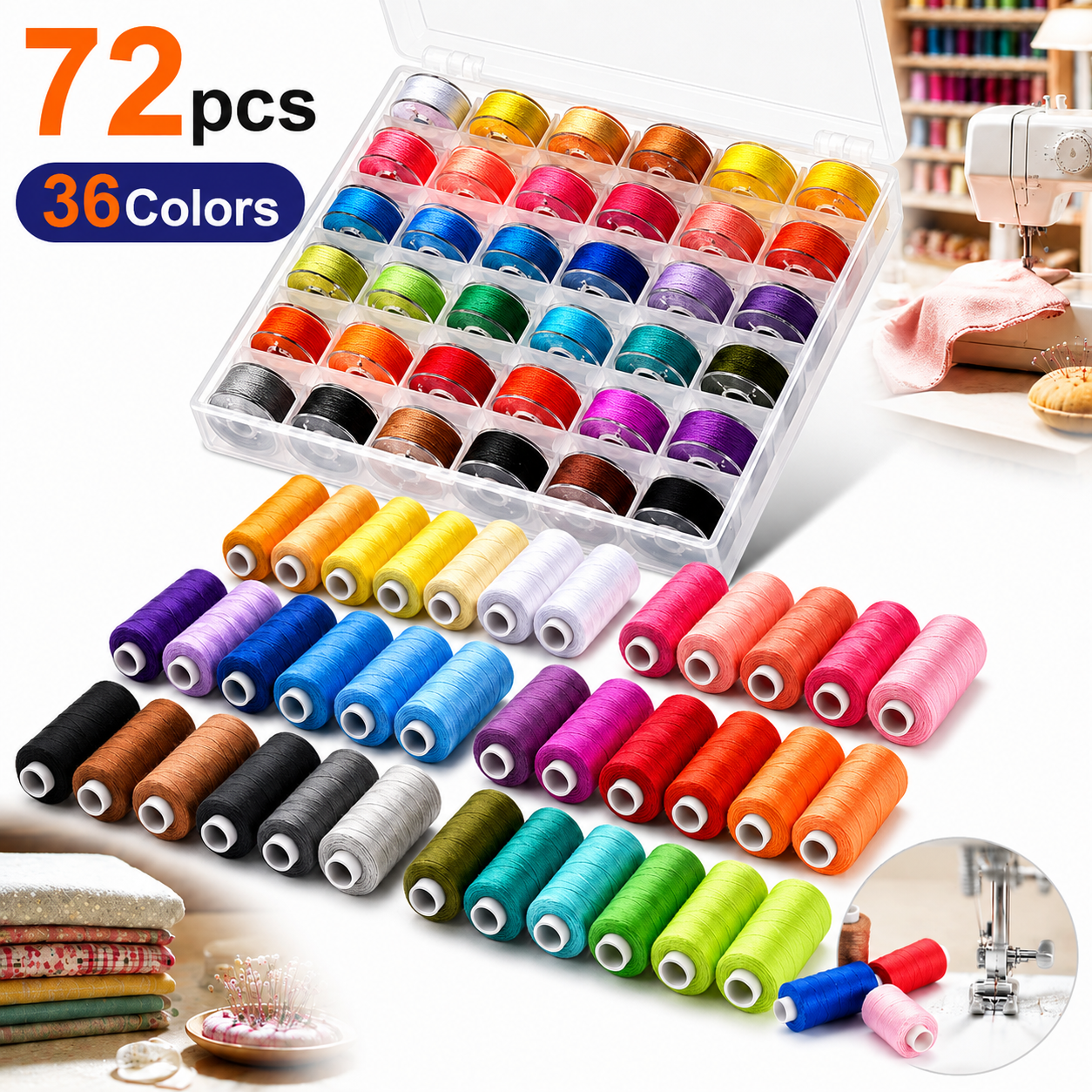 Sherry 72pcs Sewing Thread Kit 36 Colors Sewing Machine Threads Prewound Bobbins Sewing Threads Kit Sewing Machine Thread Assortment 400 Yards Per Sp: What We Checked First