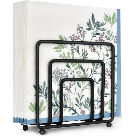 Sherry Black Metal Napkin Holder for Table - Modern Vertical Paper Napkin Dispenser for Kitchen & Dining (Servilleteros Para Mesas)