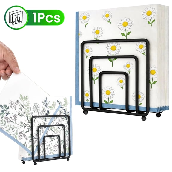 Sherry Black Metal Napkin Holder for Table - Modern Vertical Paper Napkin Dispenser for Kitchen & Dining (Servilleteros Para Mesas)