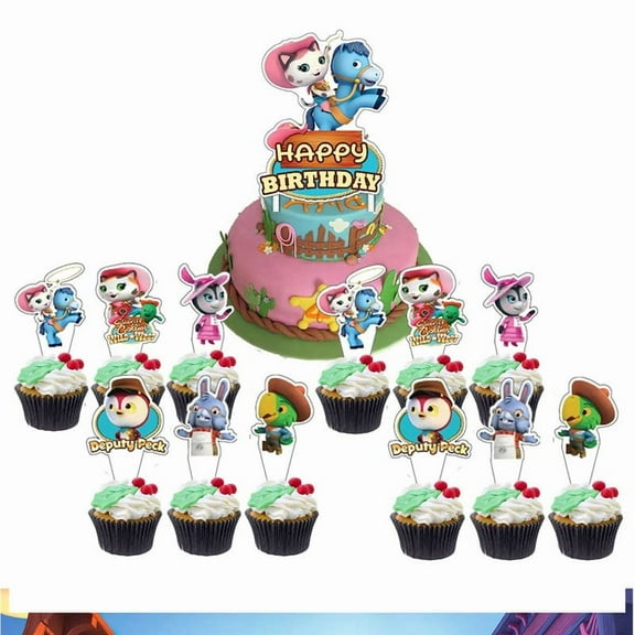 Sherry Caly Cake Topper CupcakeS Set Birthday Party Supplies Decoration Decor Kit