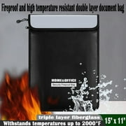 Sherry Fireproof & Waterproof Document Bag, 15"x11", Silicone-Coated Fiberglass, Black
