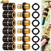 Sherry Garden Hose Quick Connector, 3/4 Inch Male and Female Garden Hose Fitting Quick Connector, 6 Set