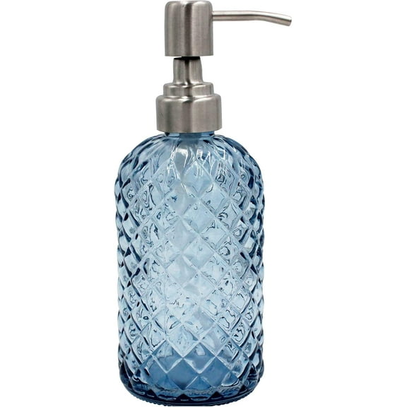 Sherry Glass Soap Dispenser with Pump - 16oz Kitchen Sink & Bathroom Hand Soap Dispenser, 304 Stainless Steel