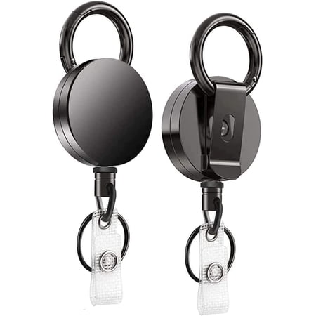1Pcs Heavy Duty Retractable Badge Holder Reel,Metal Id Badge Holder with Belt Clip Key Ring for Name Card Keychain,All Metal Casing Reinforced Id Strap Steel Wire Cord Reel