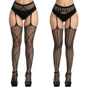 Sherry Height: 5'-6' Weight Measurement: 80-160 lbs Nylons Fishnet Tights Pantyhose, Black 2 packs