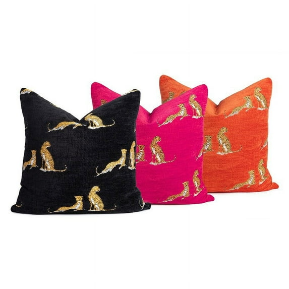 Sherry Kline 22" One of a Kind Panther Decorative Pillow, Feather/Down Fill, Zipper Closure Pink