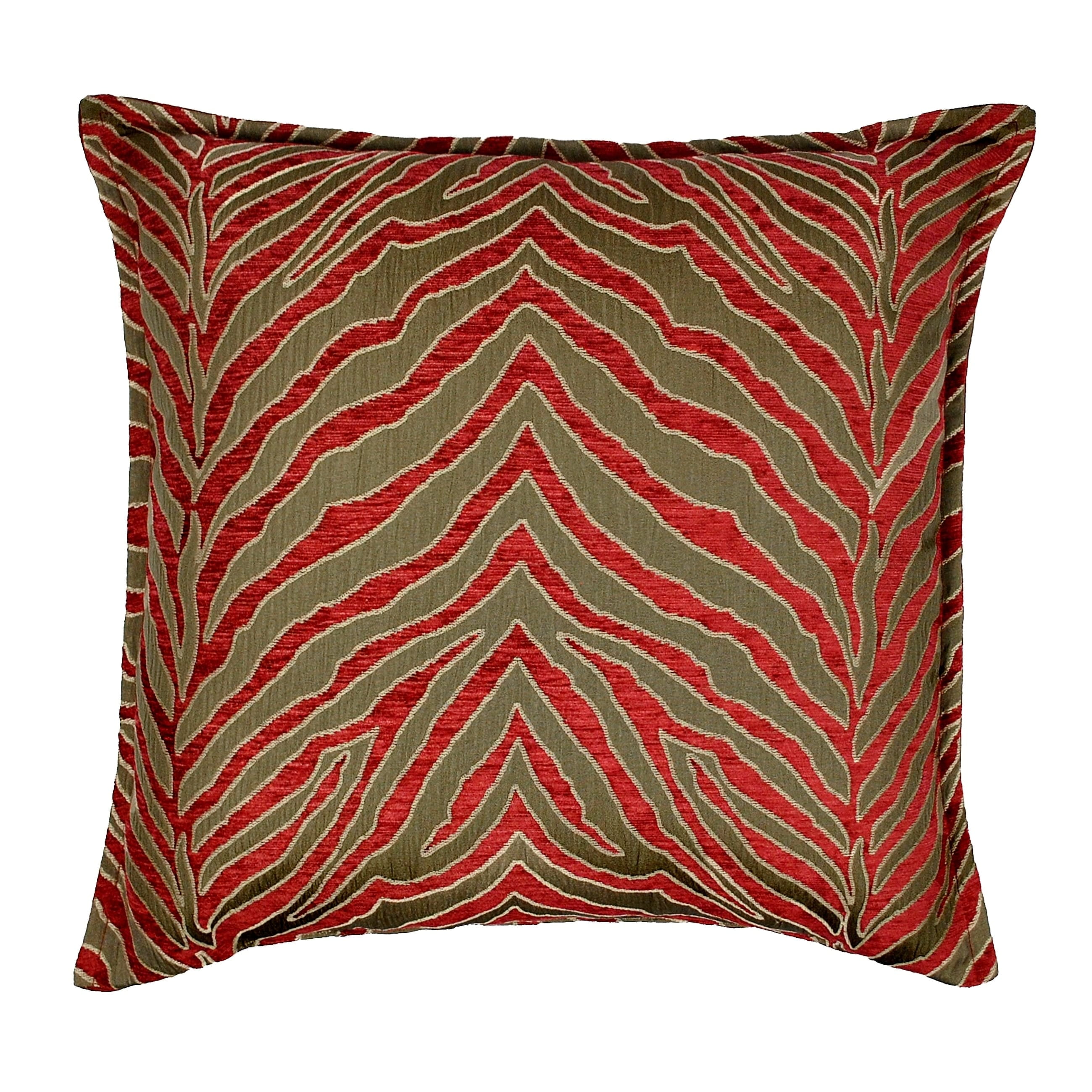 Barlow Red and Taupe Zebra Print Square Throw Pillow
