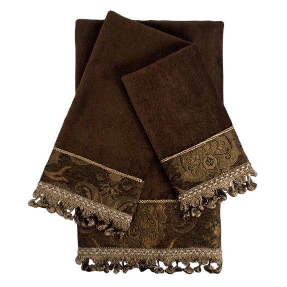 Sherry Kline China art Brown/Brown Decorative Embellished Towel Set