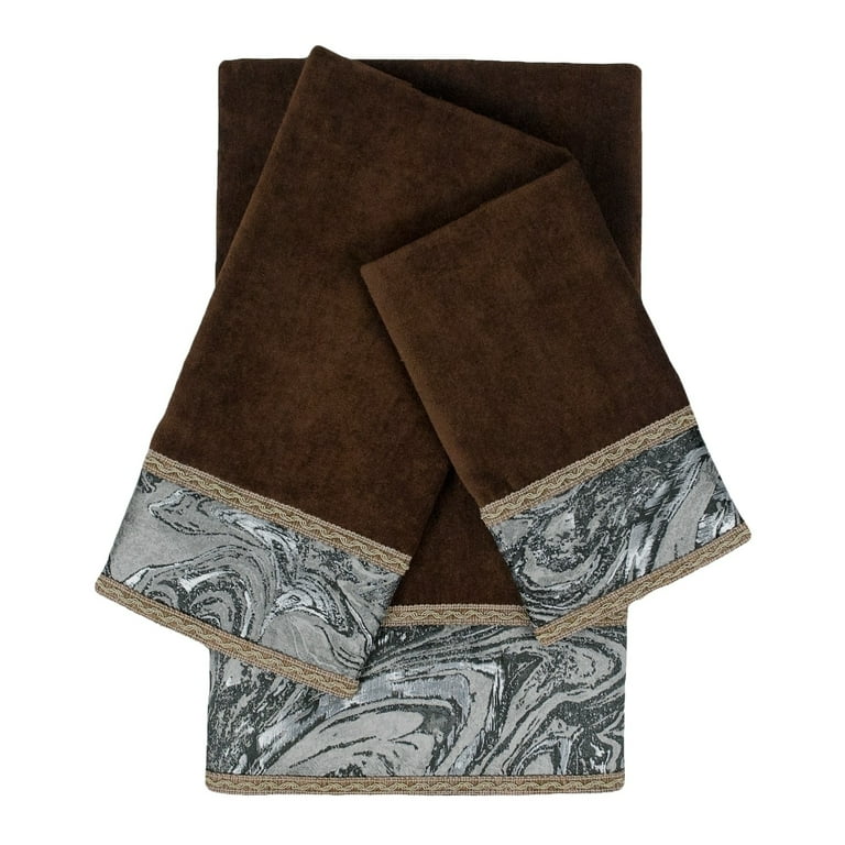 Sherry Kline Earlington Brown 3 piece Embelished Towel Set