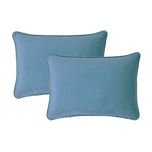 Sherry Kline Elite Velvet Corded-Edge Pillow Covers, Decorative Throw Pillow Covers for Your Living Room and Bed (Set of 2, Atlantic Blue, 13x19)