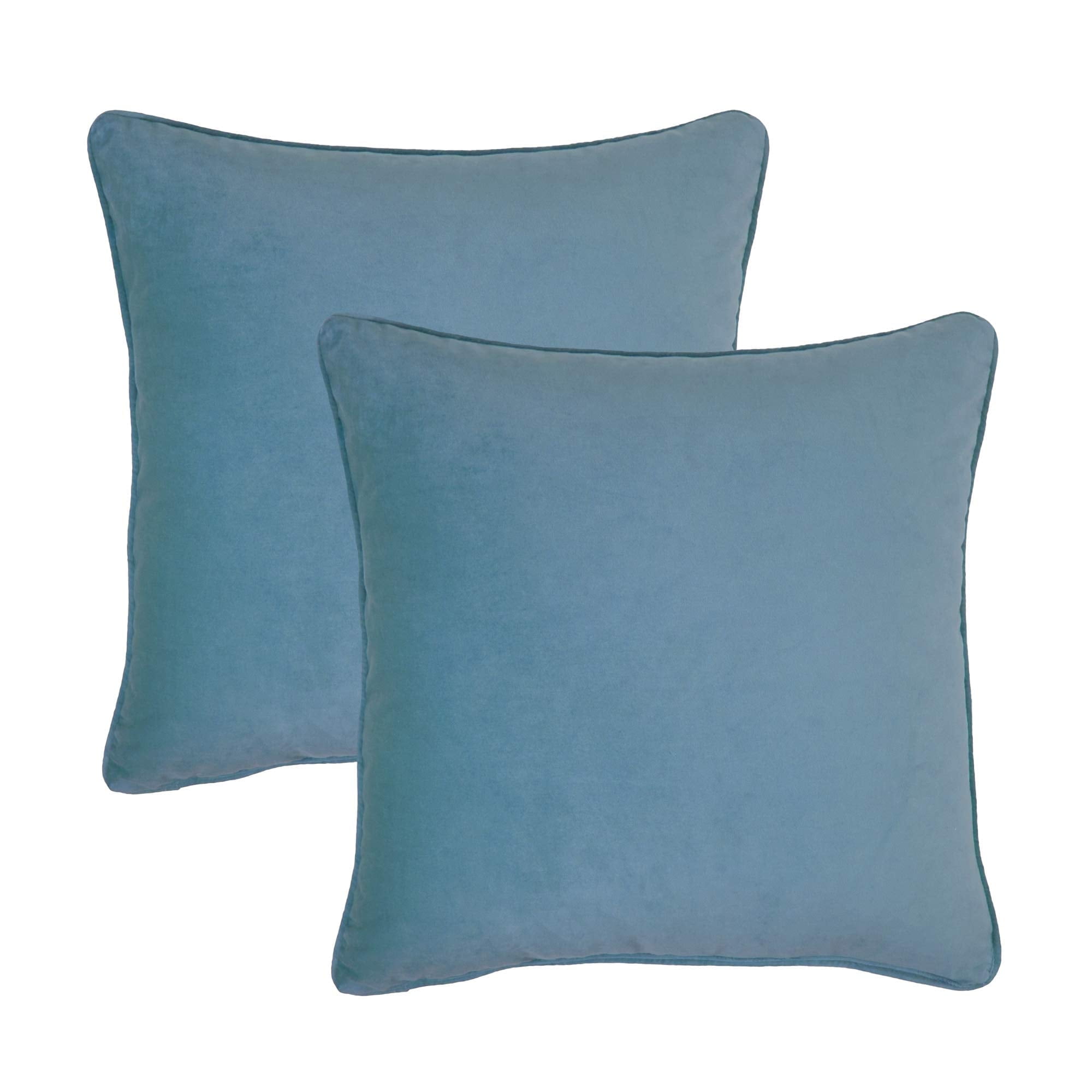 Sherry Kline Elite Velvet Corded-Edge Pillow Covers, Decorative Throw Pillow Covers for Your Living Room and Bed (Set of 2, Atlantic Blue, 20x20)