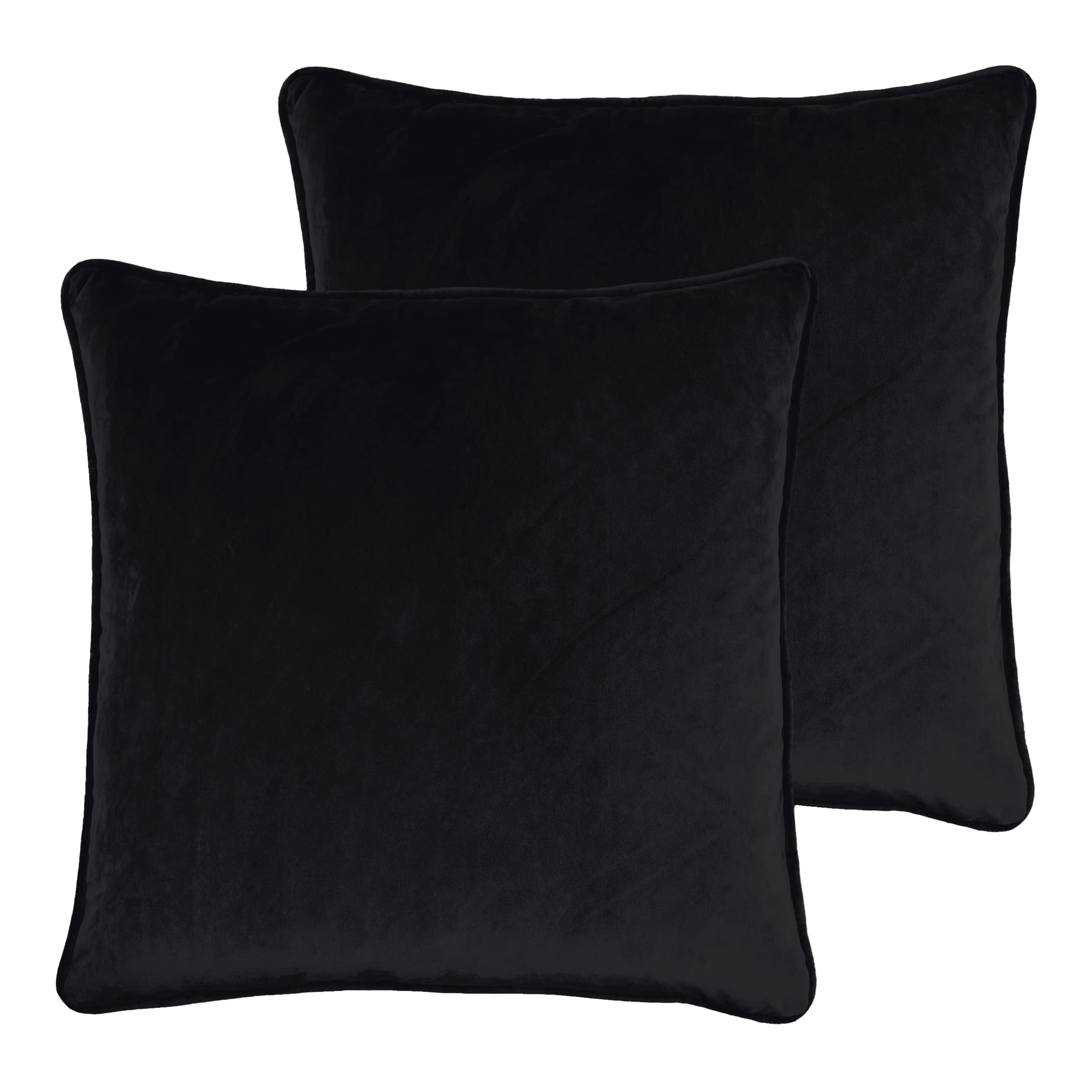Sherry Kline Elite Velvet Corded-Edge Pillow Covers, Decorative Throw Pillow Covers for Your Living Room and Bed (Set of 2, Black, 24x24)
