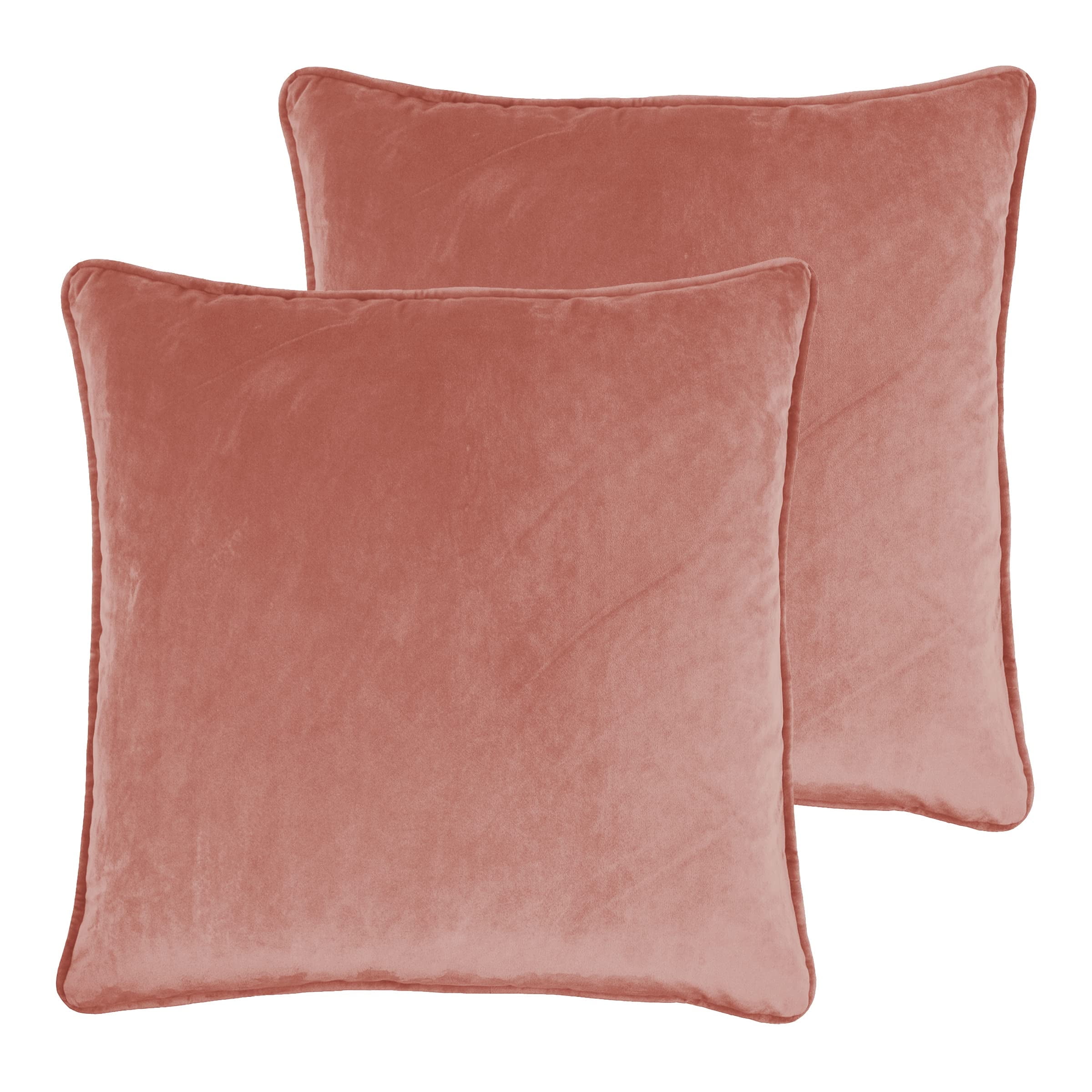 Sherry Kline Elite Velvet Corded-Edge Pillow Covers, Decorative Throw Pillow Covers for Your Living Room and Bed (Set of 2, Blush, 24x24)