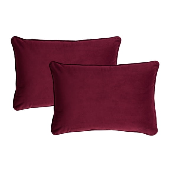 Sherry Kline Elite Velvet Corded-Edge Pillow Covers, Decorative Throw Pillow Covers for Your Living Room and Bed (Set of 2, Burgundy, 13x19)
