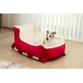 thumbnail image 1 of Sherry Kline Holiday Sleigh Dog Bed, Red Velvet with Natural Color Faux Fur, Indoor and Outdoor Dog Bed, Holiday Themed Pet Beds, Waterproof and Washable Dog Bed, Highly Durable - Medium/Large, 1 of 6
