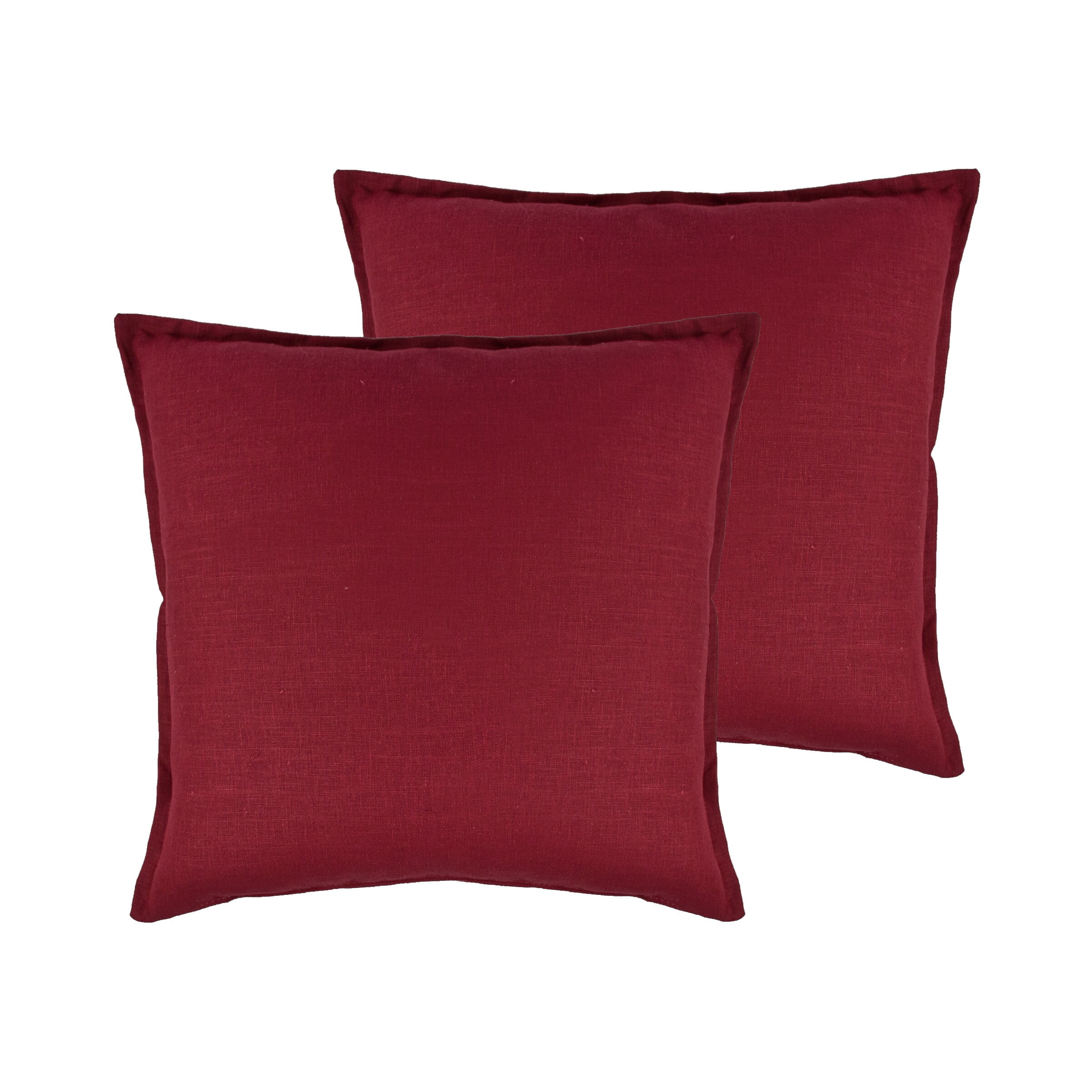 Red Linen Reversible 20-inch Decorative Throw Pillow Set