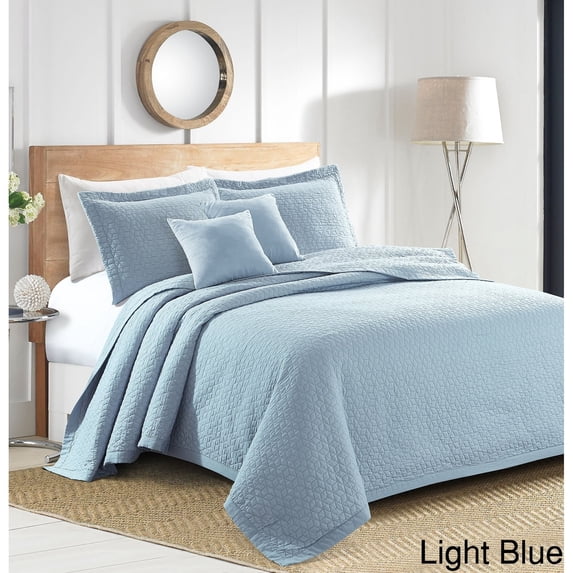 Sherry Kline Out of the Box 3-piece Embroidered Quilt Set Light Blue King