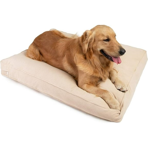 Sherry Kline Rectangle Double Sided Reversible Velvet Bed for Small Dogs and Cats - 26”X18”X 3", Medium Or Large Dogs, with Removable & Washable Cover (Tan Color)