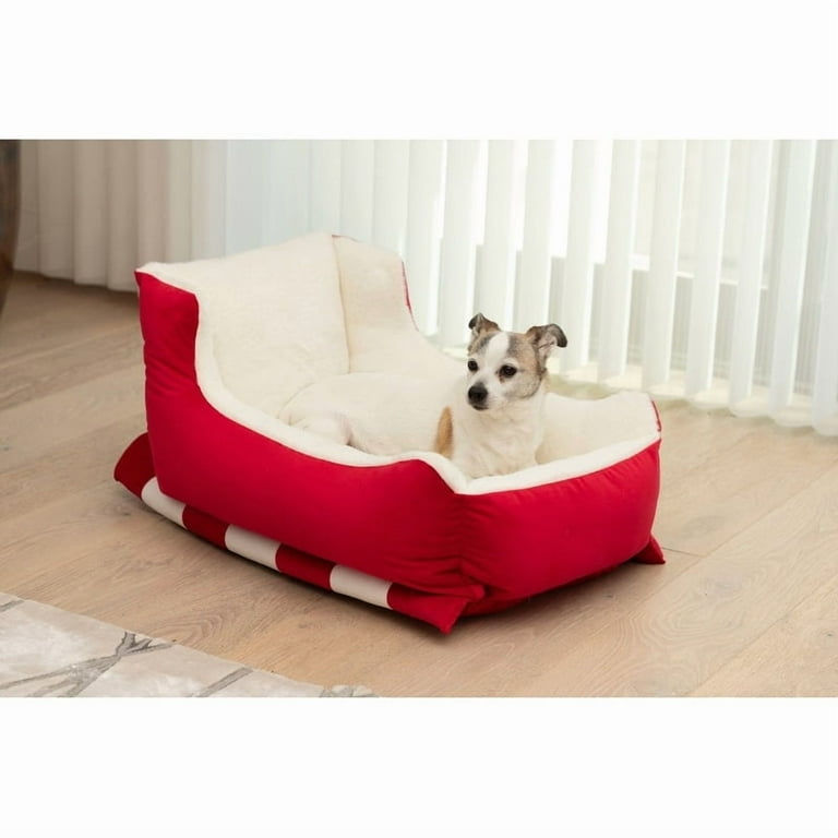 Sherry Kline Red Velvet Sleigh Holiday Dog/Cat Bed 24
