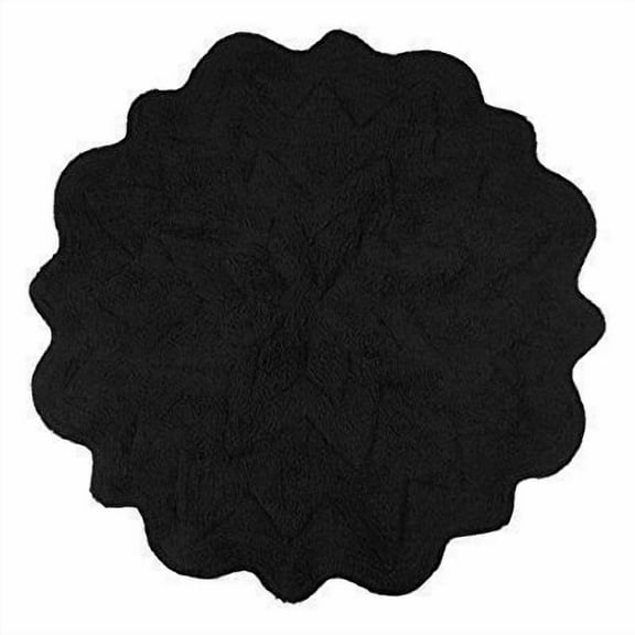Sherry Kline Tufted Petals black 32" Round Bath Rug