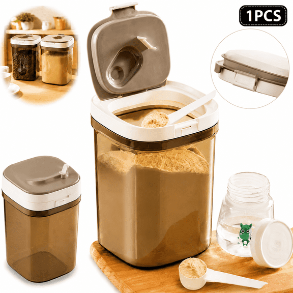 Sherry Light-shielding sealed jar, small square, large capacity, with spoon, food-grade coffee bean and tea jar, food light-shielding sealed