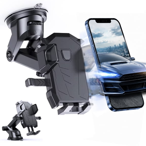 Sherry Phone Mount for Car Dashboard & Windshield Hands Free, Cell Phone Holder with Super Suction Cup and Long Arm Compatible with iPhone Samsung & Other Cellphone