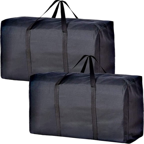Sherry Portable Moving Bags with Strong Zippers & Carrying Handles, Black & Blue, 2 Pack