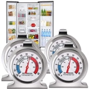 Deally 4 Pack Refrigerator Thermometer, Large Dial Stainless Steel Freezer Gauge, -20 to 80°F