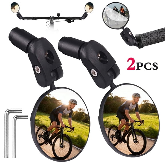 Deally 2 Pack Handlebar Bike Mirror, Scratch Resistant Glass Lens, 360 Ajustable and Rotatable Safe Cycling Rearview Mirror, Bicycle Universal Fit Accessories