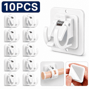Sherry Self Adhesive Curtain Rod Bracket Holder, 10pcs No Drill Fixing Rod Holder Curtain Pole Wall Brackets Towel Rod Hooks for Home Bathroom and Hotel Use, White
