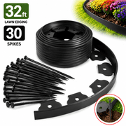 Sherry The Tall Wall No-Dig Landscape Edging Kit includes 32 ft of Lawn Edging and 30 Spikes. This Garden Plastic Edging Border is Perfect for Landscaping, Flower Gardens, and lawns. Black-32ft