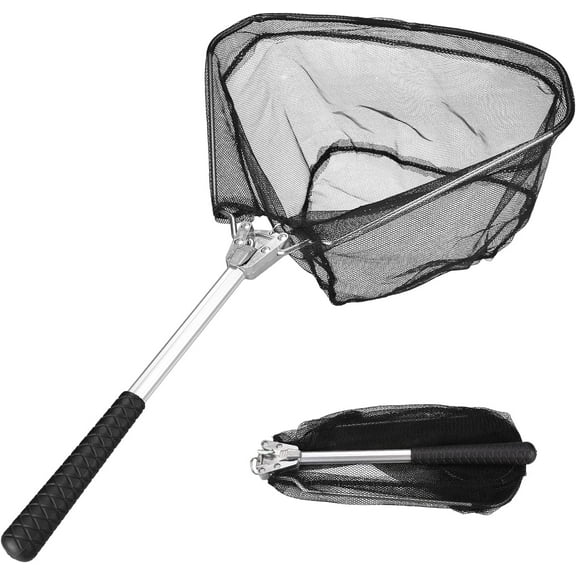 Sherry Telescopic Fishing Net with Handle - Rubber Coated Minnow Net for Freshwater & Saltwater Fishing