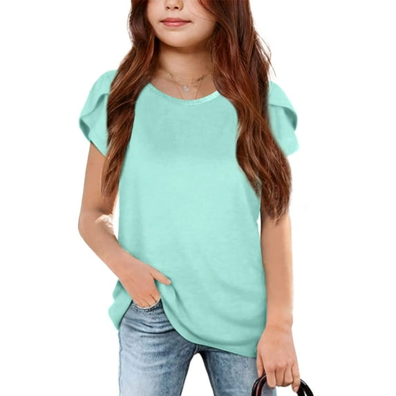 Sherrylily Girl Summer Casual T Shirts Petal Short Sleeve Cute Tops