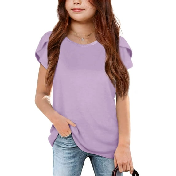 Sherrylily Girl Summer Casual T Shirts Petal Short Sleeve Cute Tops
