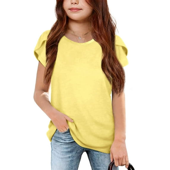 Sherrylily Girl Summer Casual T Shirts Petal Short Sleeve Cute Tops