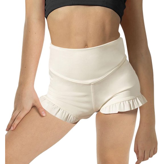 Sherrylily Girls Athletic Ruffle High Waisted Yoga Dance Workout Gymnastics Shorts
