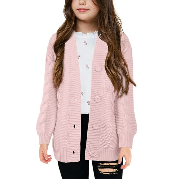 Sherrylily Girls Cable Knit Cardigans Button Down Long Sleeve Chunky Sweater Outerwear