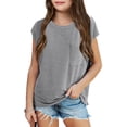 thumbnail image 1 of Sherrylily Girls Cap Sleeve Summer Tops Casual Crewneck Loose Cute T shirts with Pocket, 1 of 6
