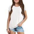 thumbnail image 1 of Sherrylily Girls Cap Sleeve Summer Tops Casual Crewneck Loose Cute T shirts with Pocket, 1 of 6