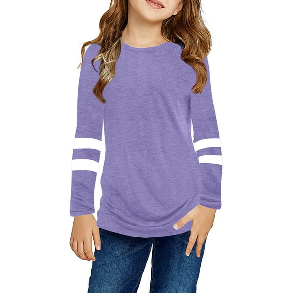 Sherrylily Girls Casual Long Sleeve T Shirts Kids Loose Tunic Tops Color Block Tee Blouses Size 4-15