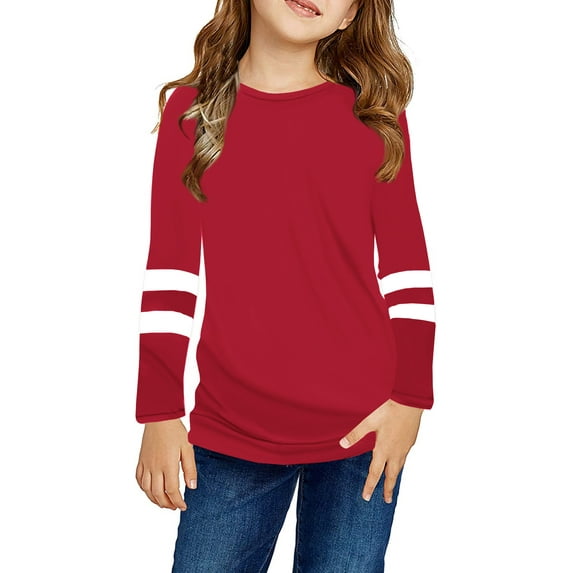 Sherrylily Girls Casual Long Sleeve T Shirts Kids Loose Tunic Tops Color Block Tee Blouses Size 4-15