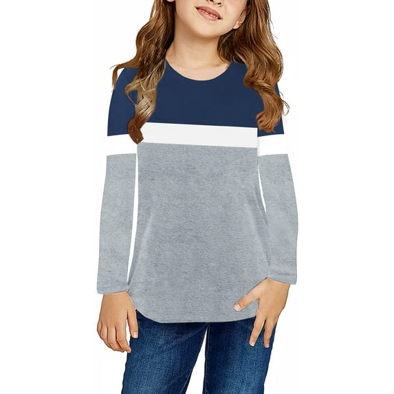 Sherrylily Girls Casual Long Sleeve Tops Kids Loose Tunic Blouses Size 4-15