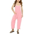 thumbnail image 1 of Sherrylily Girls Casual Sleeveless Spaghetti Strap Jumpsuit Loose Fit Romper Long Pants with Pockets, 1 of 5